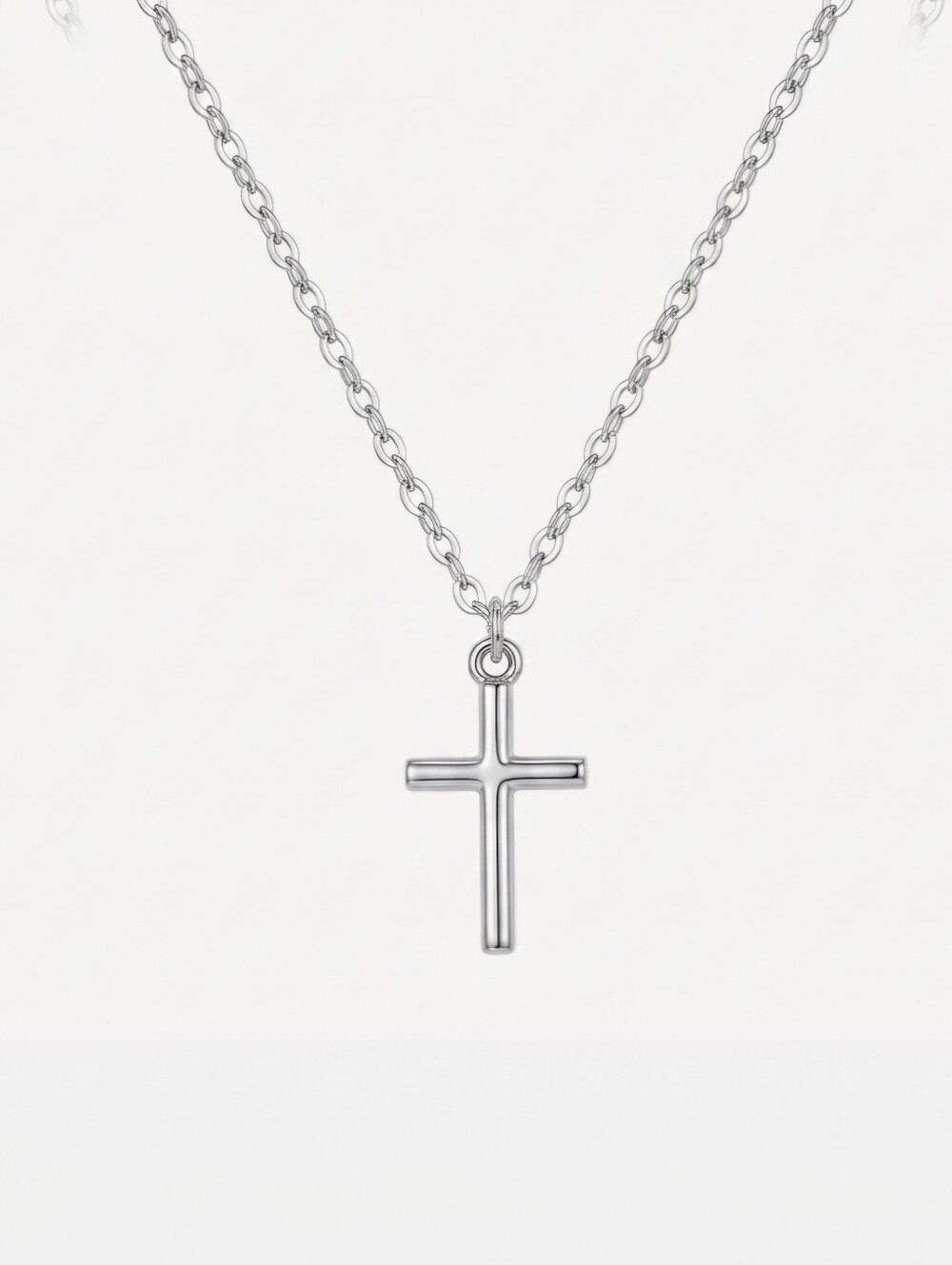 Minimalist Silver Cross Necklace - Picture 2 of 5